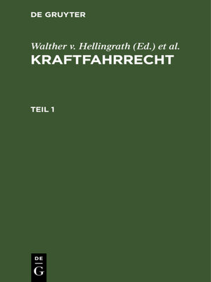 cover image of Kraftfahrrecht. Teil 1